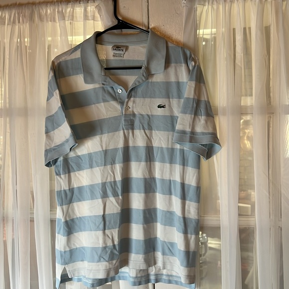 Lactose Men’s Cotton Striped Polo Shirt Size 6 (XL) P2P 21”X 26” Blue/White - Picture 3 of 9